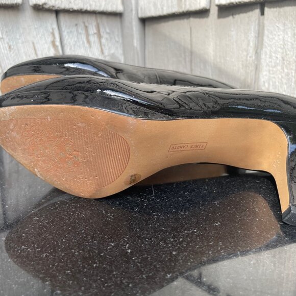 Vince Camuto Black Patent Leather High Heels Platform Dress Shoes 7.5M - Picture 9 of 9